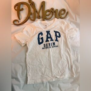 GAP Kids White Tee with Blue Denim Print